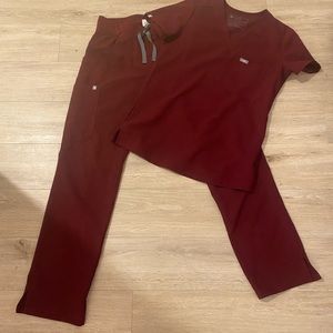 Burgundy Figs Scrubs Set